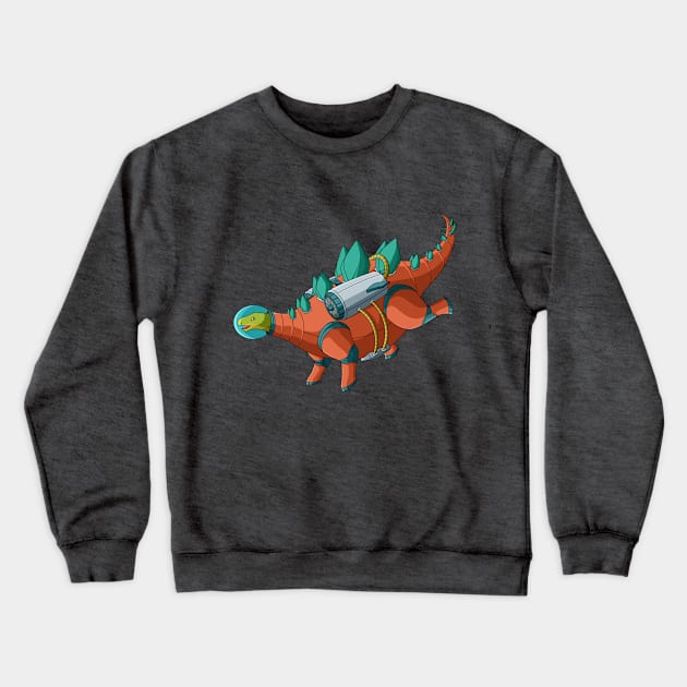 Stegosaurus Dinosaur Astronaut Crewneck Sweatshirt by Kanvasdesign